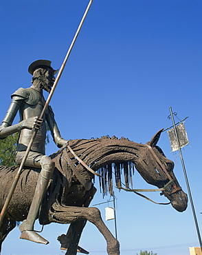 Metal statue of Don Quixote on his horse in Caradero, Cuba, West Indies, Caribbean, Central America