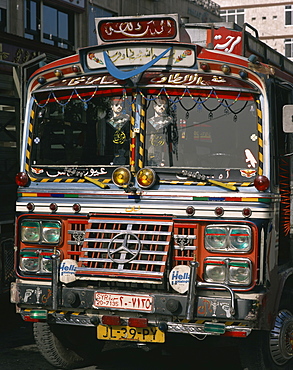 Close-up of a decorated bus, Damascus, Syria, Middle East