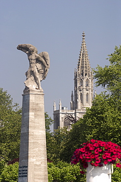 Zeppelin memorial and church, Konstanz, Bodensee (Lake Constance), Baden-Wurttemberg, Germany, Europe