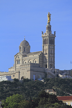 Notre Dame de la Garde church, Marseilles, Bouches du Rhone, Provence, France, Europe