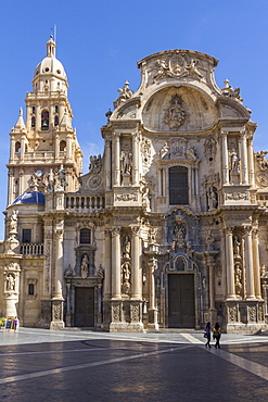 Cathedral from Plaza Cardinal Belluga, Murcia, Spain, Europe