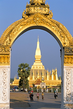 Entrance to Pha Tat Luang, Vientiane, Laos, Indochina, Southeast Asia, Asia