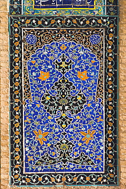 Detail of tilework on the Friday Mosque or Masjet-eJam, built in the year 1200 by the Ghorid Sultan Ghiyasyddin on the site of an earlier 10th century mosque, Herat, Herat Province, Afghanistan, Asia