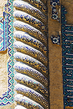 Unique Timurid corkscrew pillars of the Shrine of Khwaja Abu Nasr Parsa, Balkh (Mother of Cities), Balkh province, Afghanistan, Asia