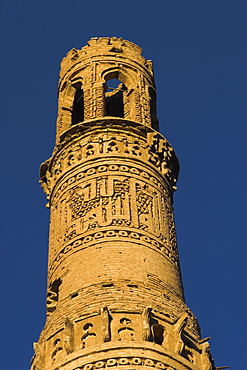 Detail of the 12th century Minaret of Jam at dawn, UNESCO World Heritage Site, Ghor (Ghur, Ghowr) Province, Afghanistan, Asia