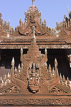 Youqson Kyaung (Yoke-Sone Kyaung) the oldest surviving wooden monastery in the Bagan area, now a museum containing articles from the Konbaung Period, Salay (Sale), Myanmar (Burma), Asia