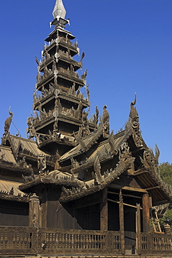 Ancient wooden monastery of Nat Taung Kyaung (May-taung Taik) thought to be the oldest wooden monastery in the area, Bagan (Pagan), Myanmar (Burma), Asia