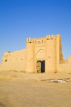 Reconstructed gate on the ancient Shaybanid City walls, Bukara, Uzbekistan, Central Asia, Asia