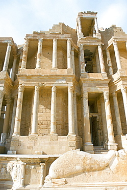 Theatre dating from the 2nd century, Roman city of Sabratha, UNESCO World Heritage Site, Libya, North Africa, Africa