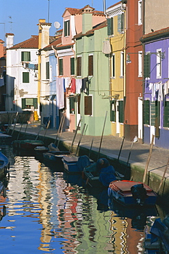 Painted houses, Burano, Venice, Veneto, Italy, Europe