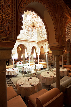 Interior view of Moroccan Restaurant, La Mamounia Hotel, Marrakech, Morocco, North Africa