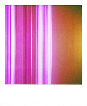 Polaroid of colourful stripes created by coloured fluorescent tubes, Point Hotel, Edinburgh, Scotland, United Kingdom, Europe