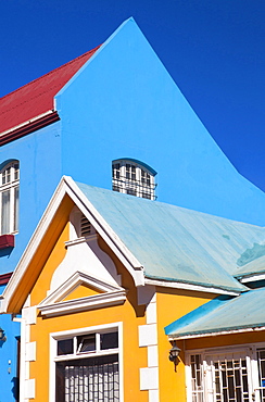 Colourful houses of Germanic design in the coastal town of Luderitz, Namibia, Africa