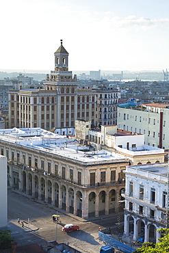 View over rooftops of Havana towards The Bacardi Building from the 9th floor restaurant of Hotel Seville, Havana Centro, Cuba