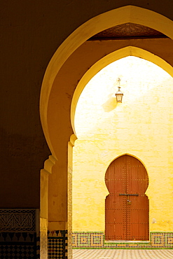 Doorways and arches in the Mausoleum of Moulay Ismail, Meknes, Morocco, North Africa, Africa