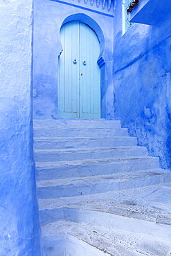 Walls and steps in the old town of Chefchaouen (Chaouen)  (The Blue City), Morocco, North Africa, Africa