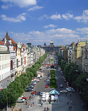 Wenceslas Square in the city of Prague, Czech Republic, Europe