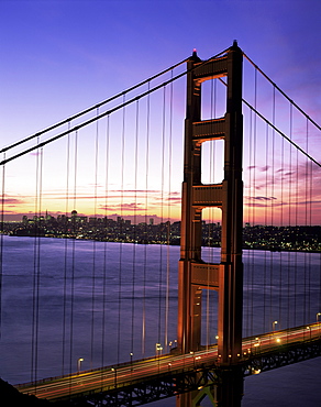 Golden Gate Bridge at dawn, San Francisco, California, United States of America, North America