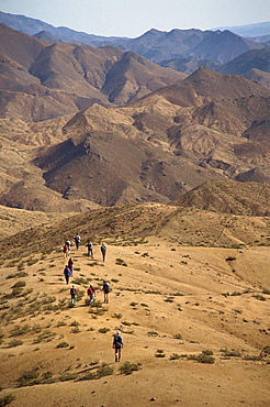 Trekkers, Siroua Massif, Anti Altas Range, Morocco, North Africa, Africa