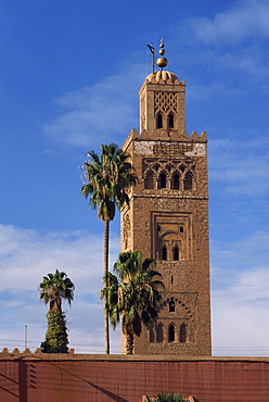 Koutoubia minaret and mosque, Marrakesh, Morocco, North Africa, Africa