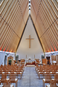 Cardboard Cathedral, the post-earthquake temporary replacement to the city's Gothic-revival cathedral opened in 2012, Christchurch, Canterbury, South Island, New Zealand, Pacific