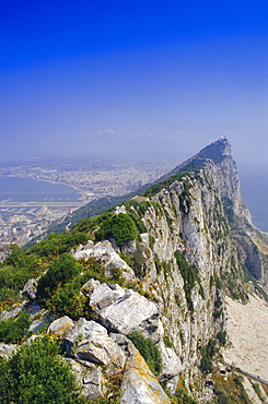 The Rock's peak, Gibraltar, Bay of Algeciras, Mediterranean Sea, Europe