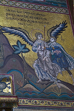 Italy, Sicily, Palermo, Monreale Cathedral interior angel mosaic