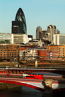 UK, London City, Blackfriars Bridge, Gherkin & Lloyds building