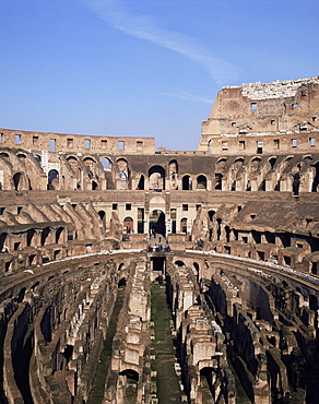 Interior of the arena and the cavea, Colosseum, Rome, Lazio, Italy, Europe