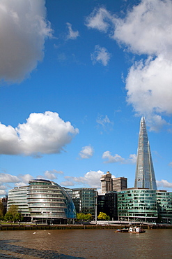 View of the Shard, City Hall and More London along the River Thames, London, England, United Kingdom, Europe