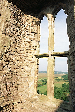 Detail of window in Weobley Castle, Gower Peninsula, West Glamorgan, Wales, United Kingdom, Europe