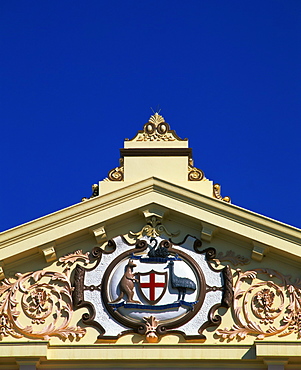 The Australian emblem on the pediment of a building in Kalgoorlie, Western Australia, Australia, Pacific