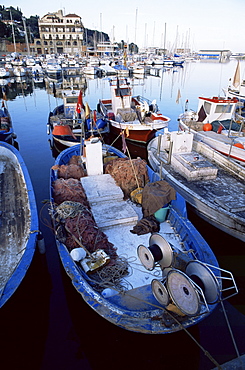 Boats in the harbour, Arenys de Mar, Costa Brava, Catalonia, Spain, Europe