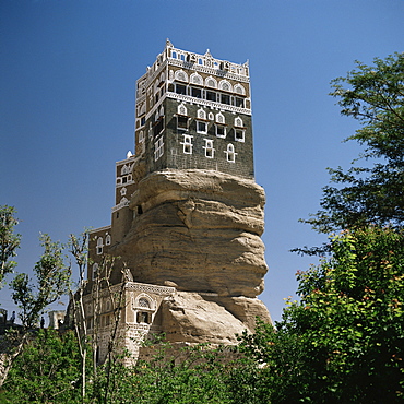 Yahyas Old Summer Palace, Dar Al Hajjar, Wadi Dhar, Yemen, Middle East