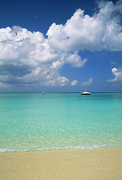 Still turquoise sea off seven mile beach, Grand Cayman, Cayman Islands, West Indies