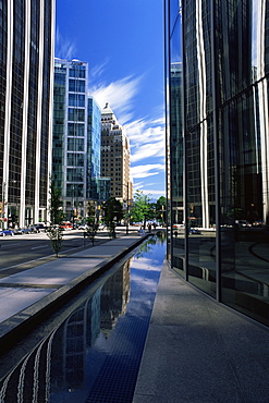 Downtown skyscrapers lining Burrard Street, Vancouver, British Columbia (B.C.), Canada, North America