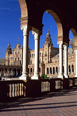 Palacio Espanol, Plaza del Espana, Parque Maria Luisa, Seville, Andalusia (Andalucia), Spain, Europe