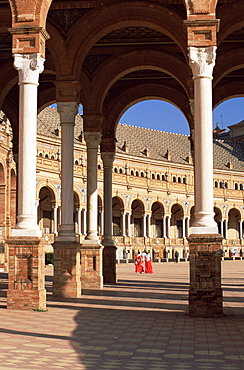 Palacio Espanol, Plaza del Espana, Parque Maria Luisa, Seville, Andalusia (Andalucia), Spain, Europe