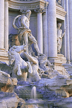 Detail of the 18th century Fontana di Trevi, Piazza di Trevi, Rome, Lazio, Italy, Europe