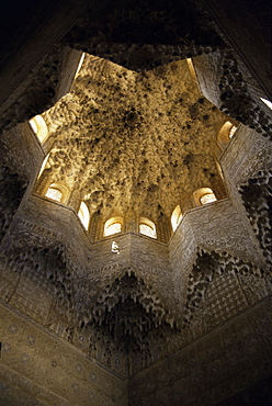 Moorish ceiling, Alhambra palace, UNESCO World Heritage Site, Granada, Andalucia, Spain, Europe