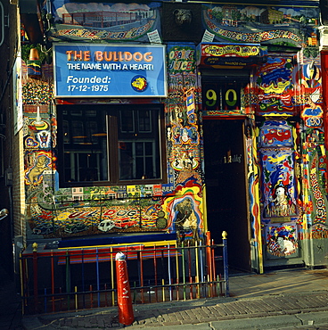 Painted walls of the Bulldog Coffee Shop in Amsterdam, Holland, Europe