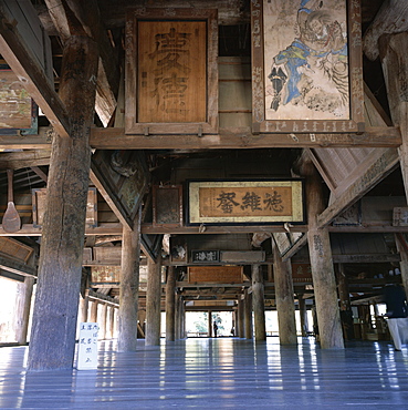 Interior of Senjo-kaku (Pavilion of a Thousand Mats), built in 1587 by Hideyoshi, Miya-Jima island, Miya-Jima, Honshu, Japan, Asia