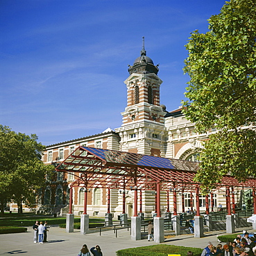 Exterior of Ellis Island, the main entry port to the U.S.A. for millions of immigrants in the 19th and early 20th centuries, New York City, New York, United States of America (USA), North America