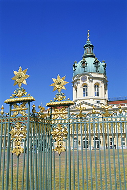 Gilded railings in front of the Charlottenburg Palace in Berlin, Germany, Europe