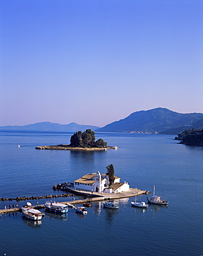 Monastery of Our Lady, Vlacherna, near Kanoni, Corfu, Ionian Islands, Greek Islands, Greece, Europe