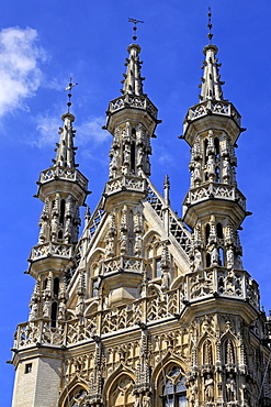 Late Gothic Town Hall at Grote Markt Square, Leuven, Brabant, Belgium, Europe