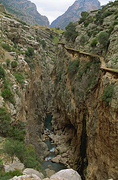 El Chorro Gorge and the old catwalk, Malaga province, Andalucia, Spain, Europe