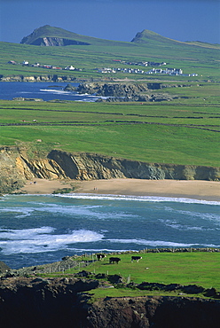 Aerial view over the Dingle Peninsula, County Kerry, Munster, Republic of Ireland, Europe