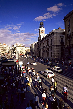 Puerta del Sol, from the west, Madrid, Spain, Europe