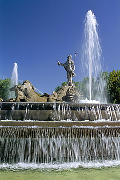 Neptune fountain, near Prado, Madrid, Spain, Europe